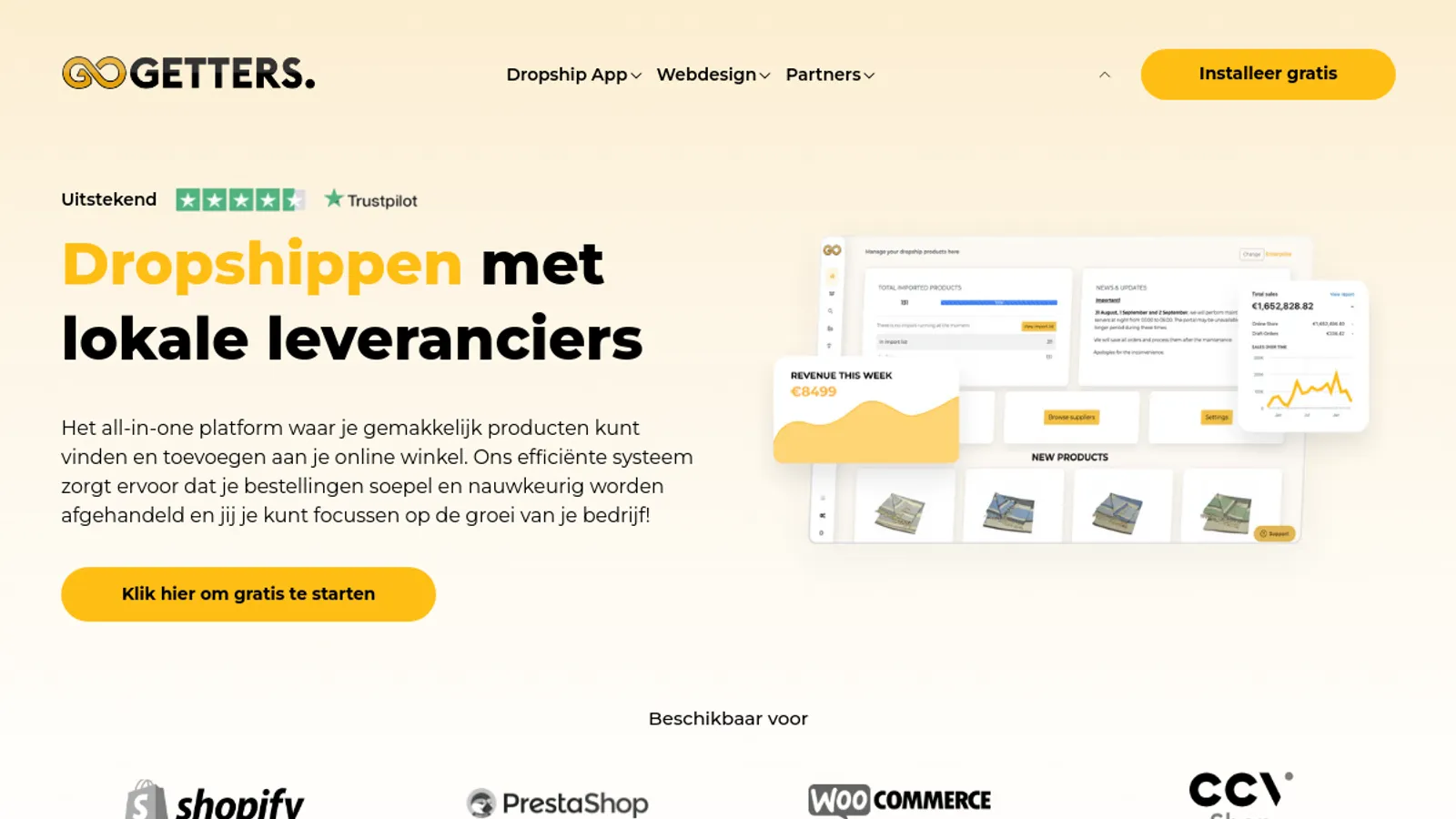 Screenshot of the GOGETTERS. homepage