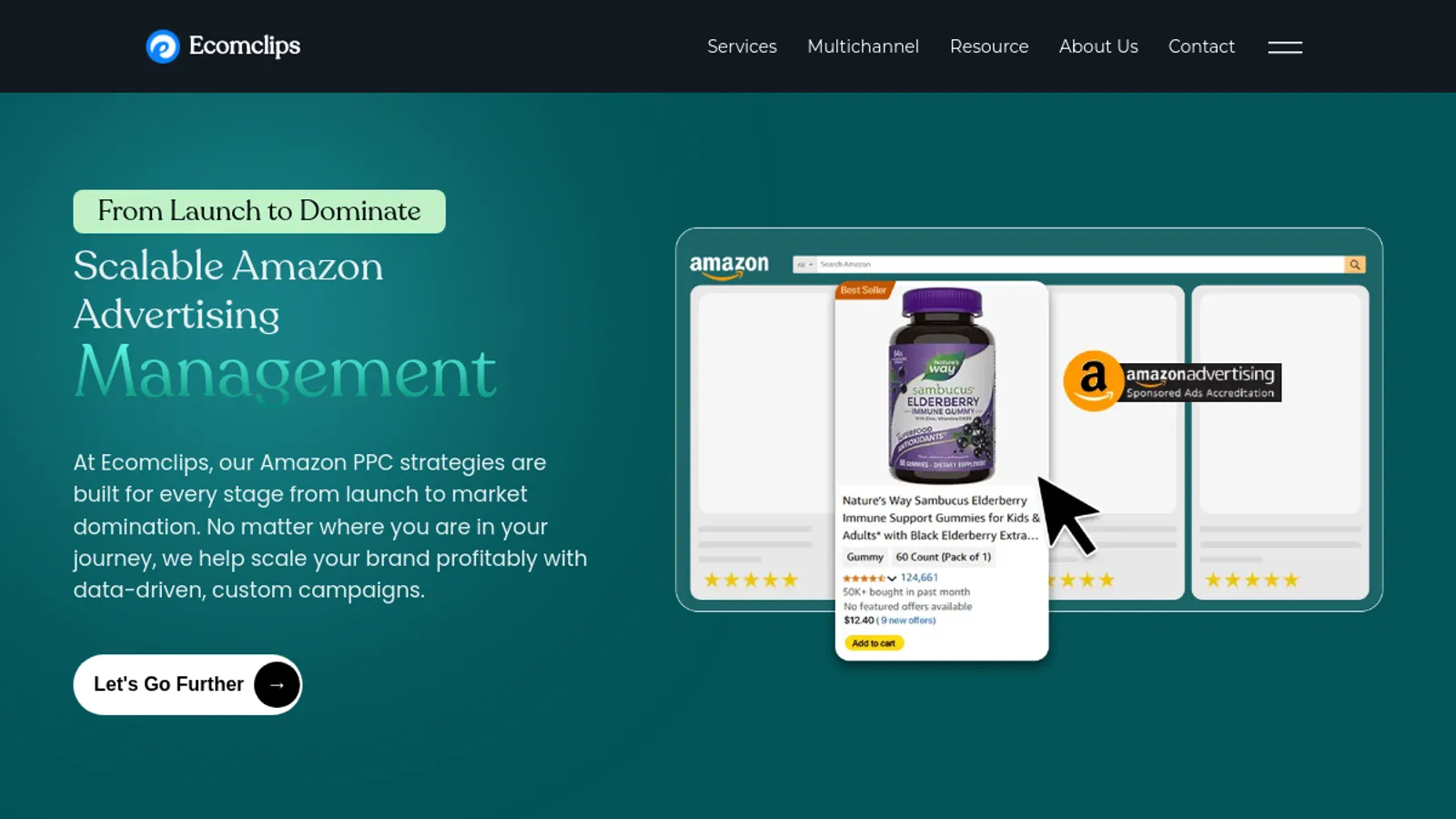 Screenshot of the Ecomclips homepage