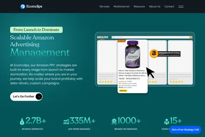Screenshot of the Ecomclips homepage