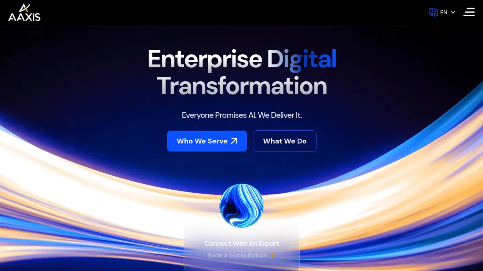 Screenshot of the AAXIS homepage