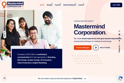Screenshot of the Mastermind Corporation homepage