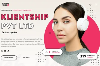 Screenshot of the Klientship Technologies Pvt Ltd homepage