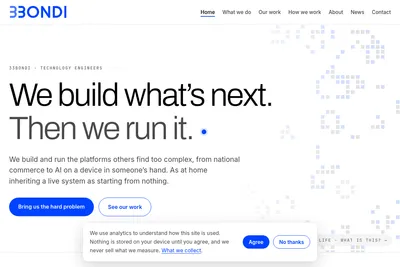 Screenshot of the 33 Bondi homepage