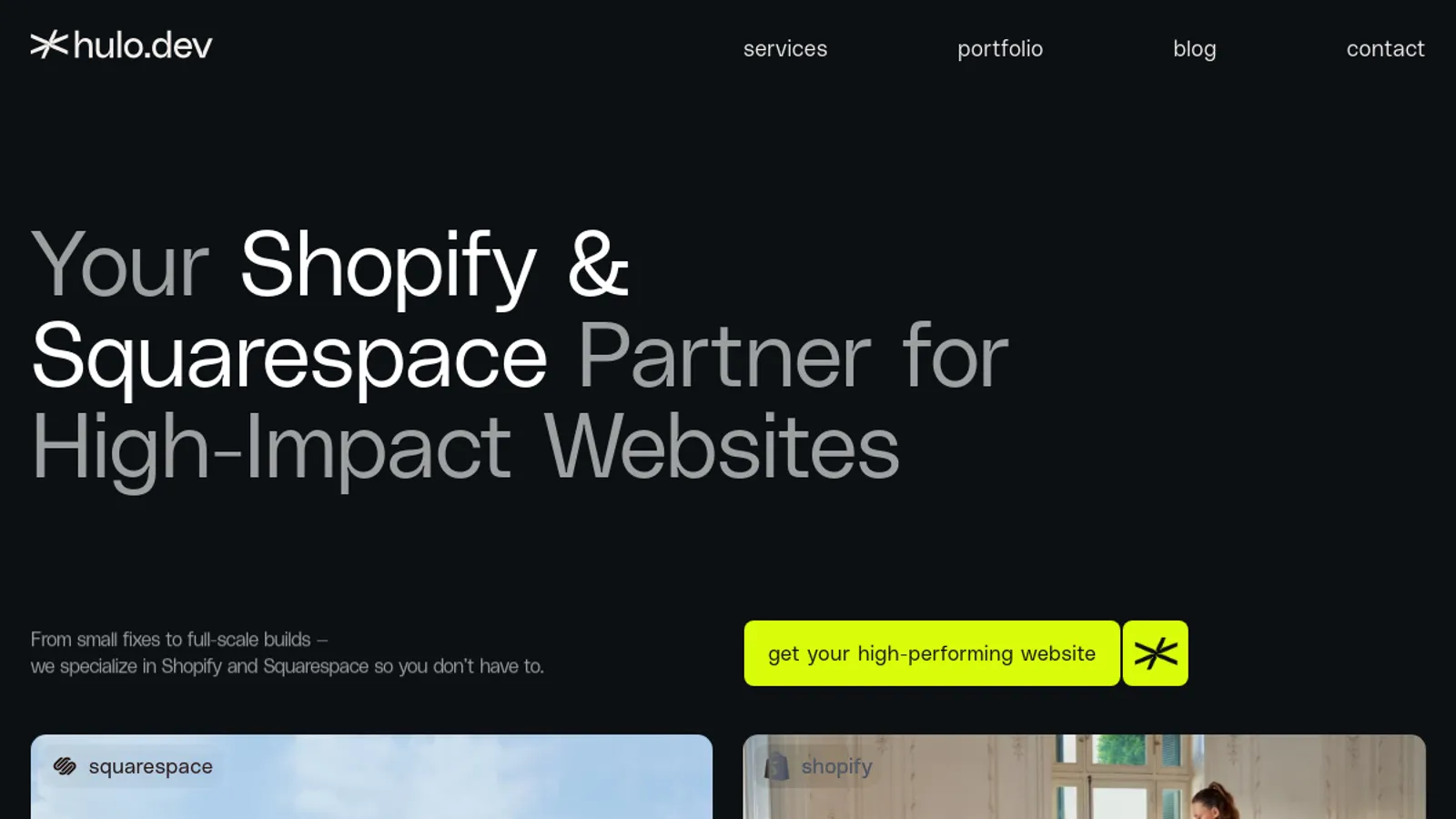 Screenshot of the hulo.dev homepage