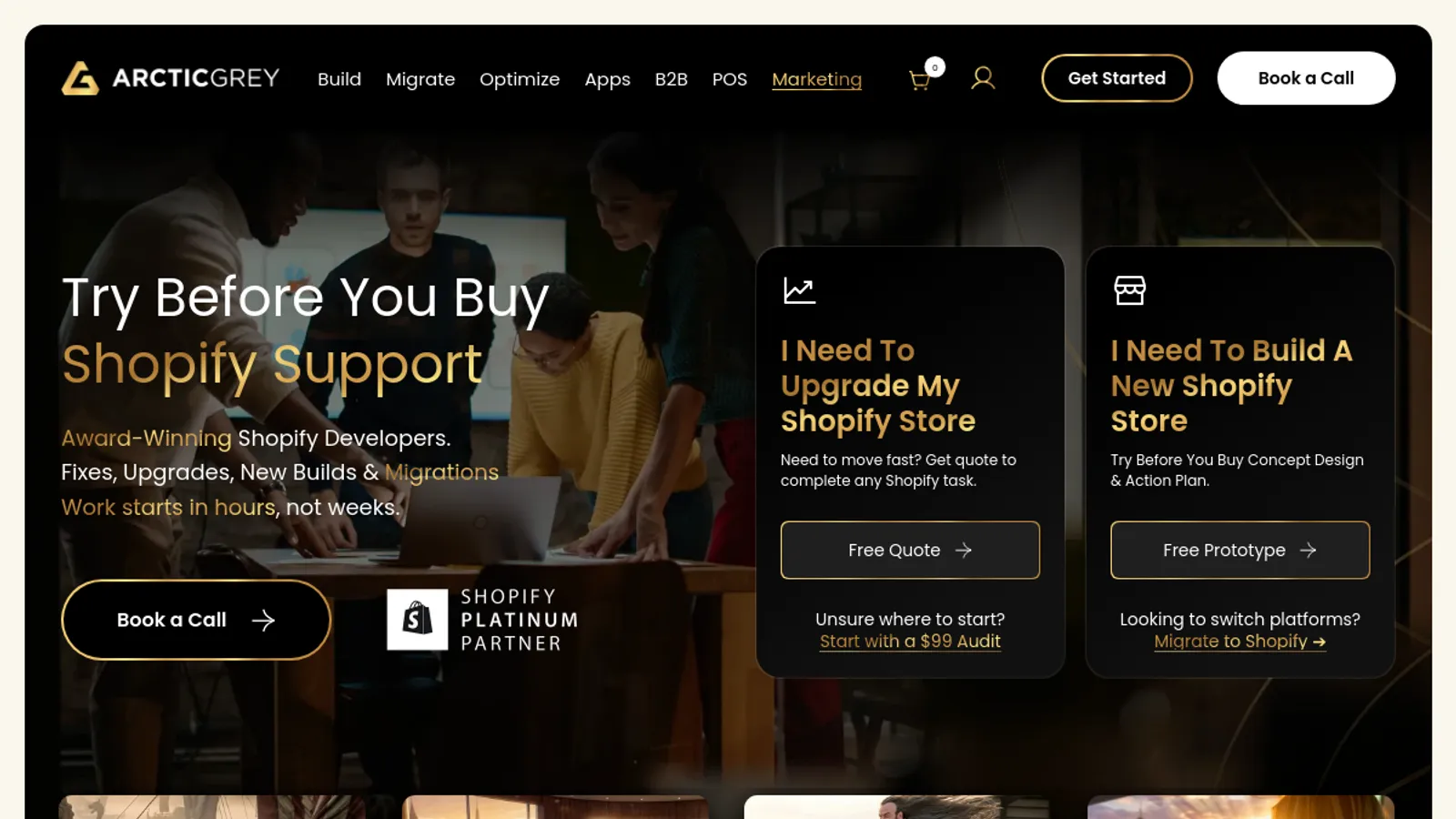 Screenshot of the Arctic Grey homepage