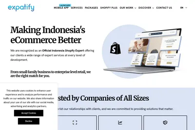 Screenshot of the expatify homepage