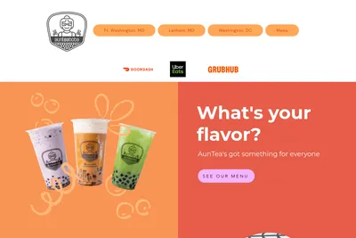 AunTea Boba website homepage
