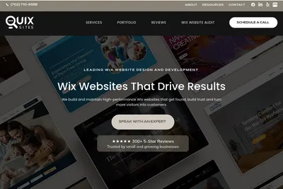 Screenshot of the Quix Sites homepage