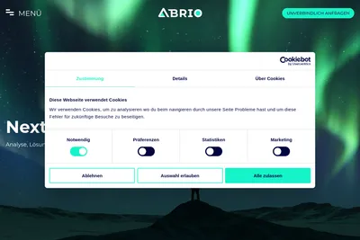 Screenshot of the ABRIO GmbH homepage