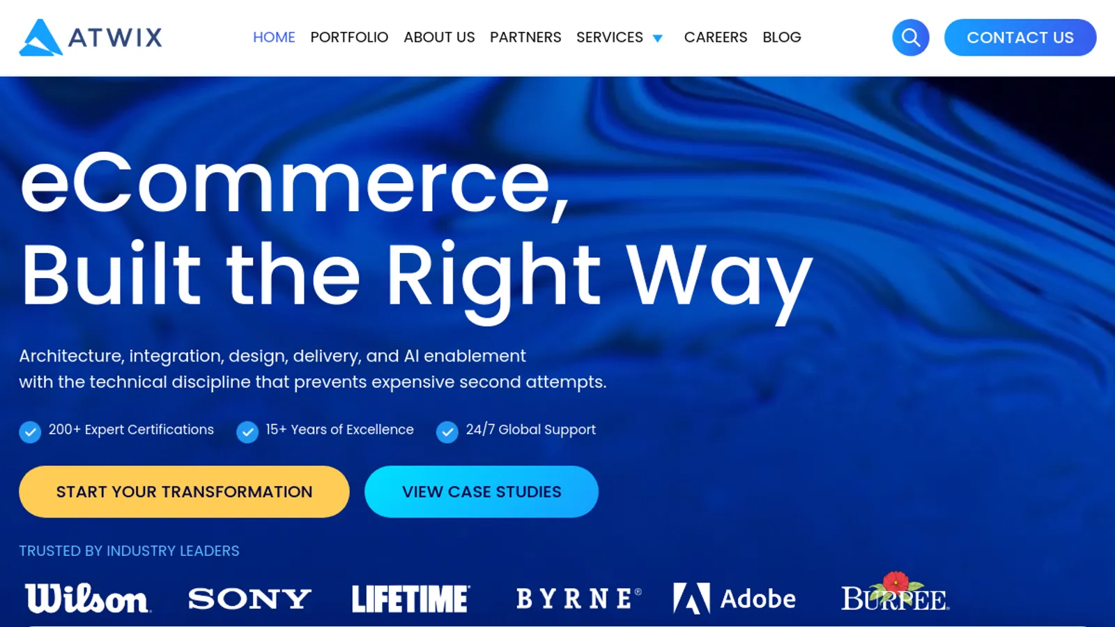 Screenshot of the Atwix homepage