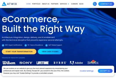 Screenshot of the Atwix homepage