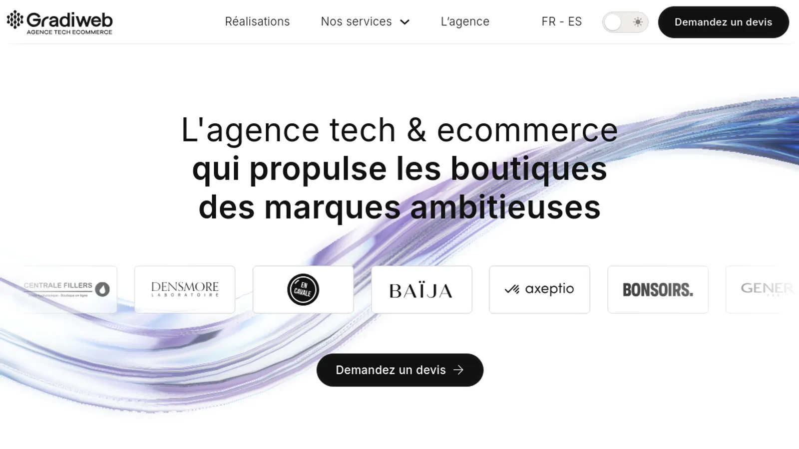Screenshot of the Gradiweb homepage