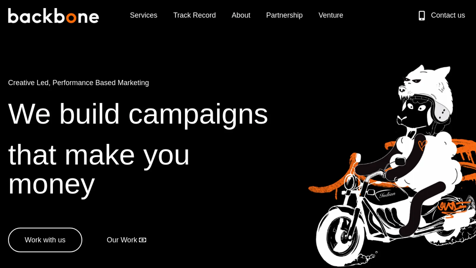Screenshot of the Backbone Marketing homepage