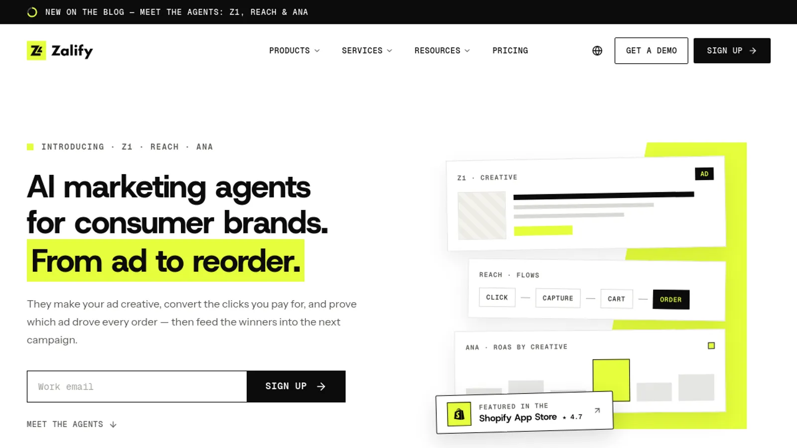 Screenshot of the Zalify 极力飞 homepage