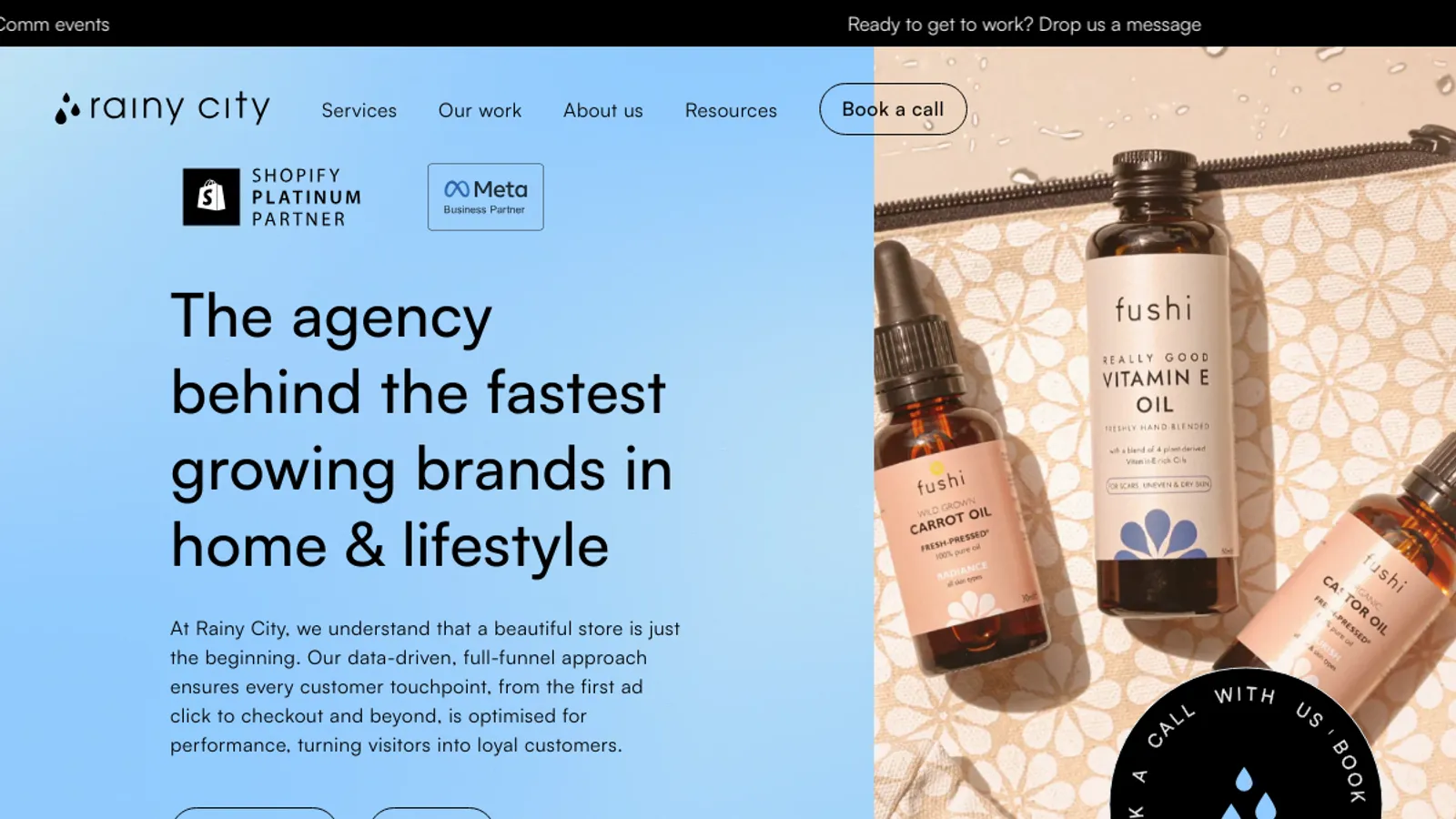 Screenshot of the Rainy City Agency homepage