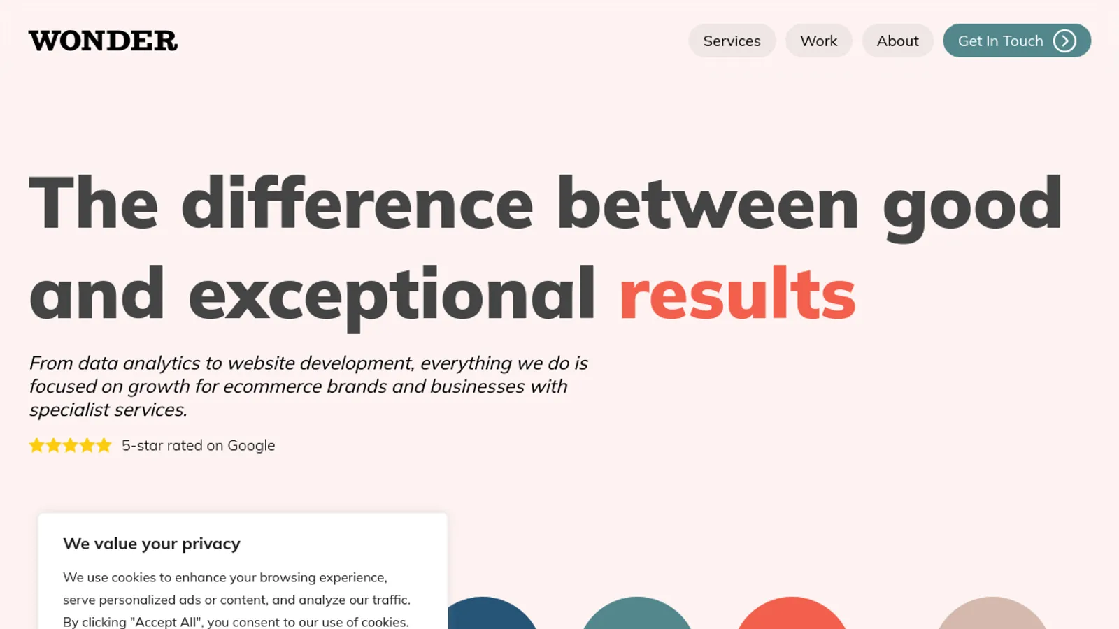 Screenshot of the The Wonder Agency homepage