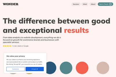 Screenshot of the The Wonder Agency homepage