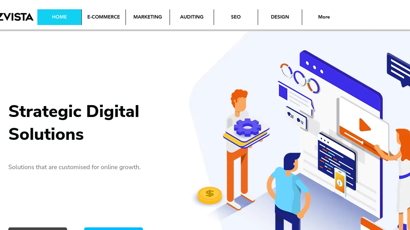 Screenshot of the Biz Vista homepage