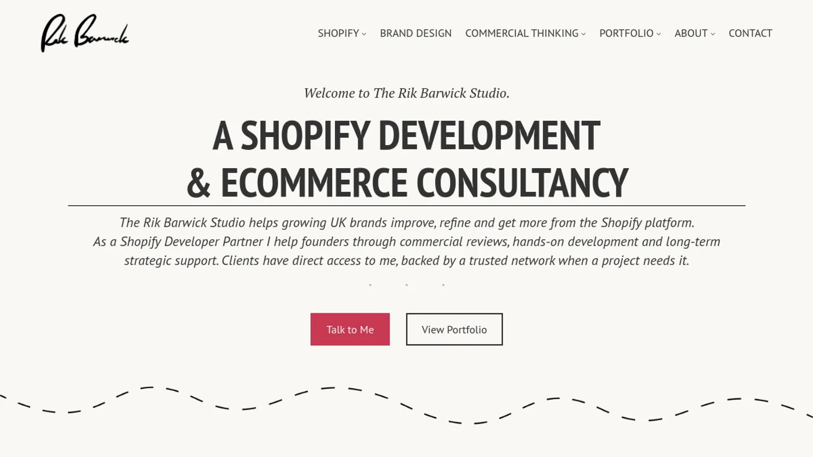 Screenshot of the The Rik Barwick Studio homepage