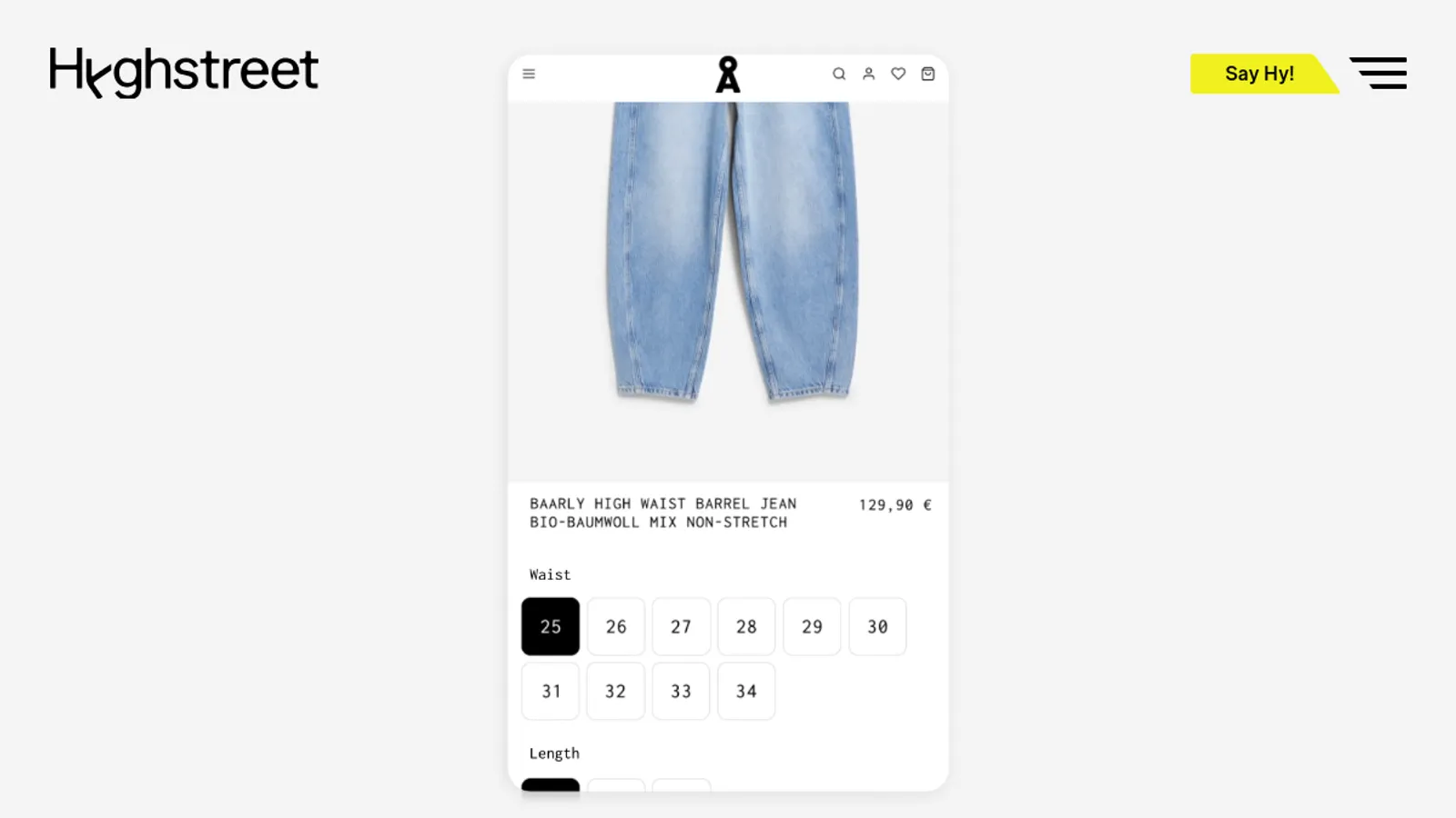 Screenshot of the Hyghstreet homepage