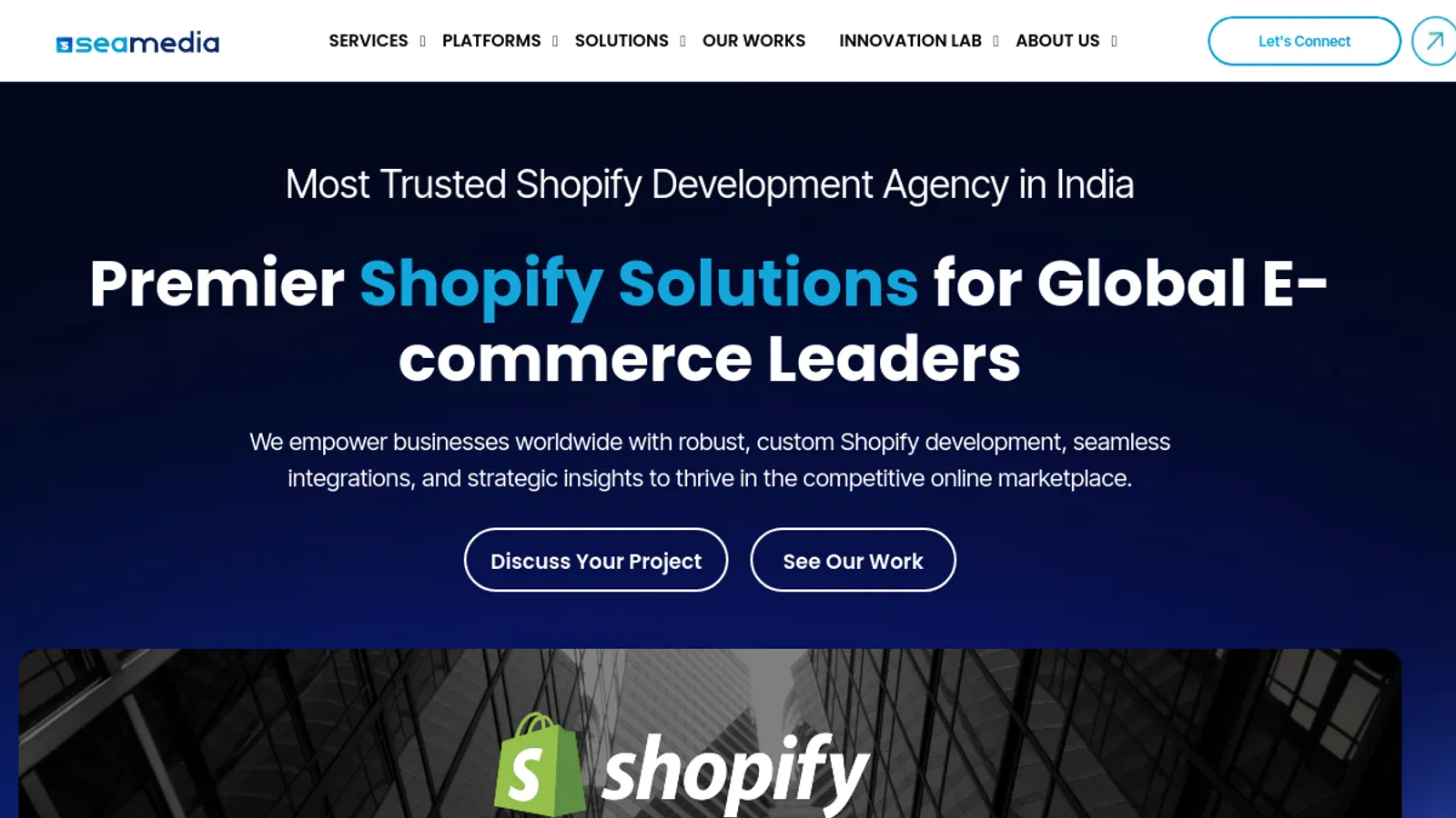 Screenshot of the Seamedia e-commerce solutions homepage
