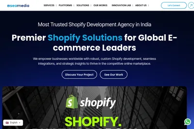 Screenshot of the Seamedia e-commerce solutions homepage