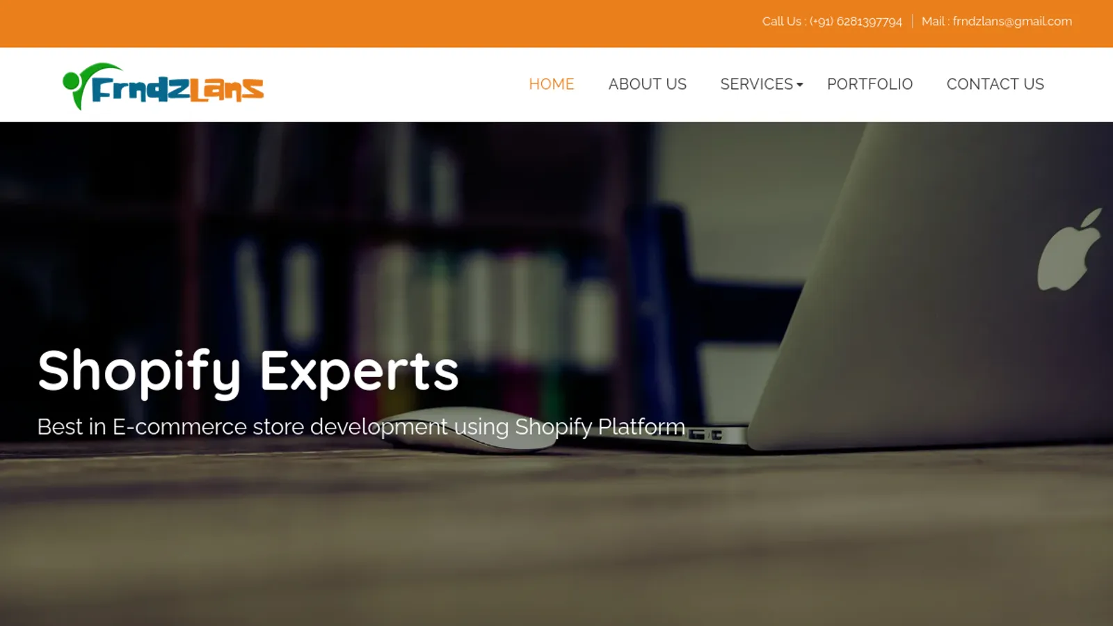 Screenshot of the FRNDZLANS E-COMMERCE SOLUTIONS homepage