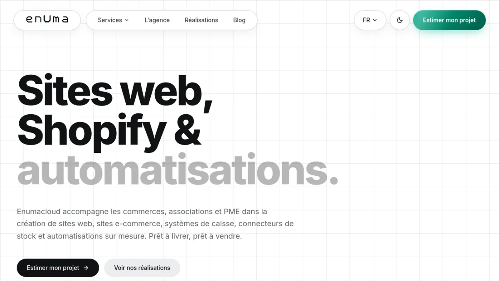 Screenshot of the Enuma elish homepage
