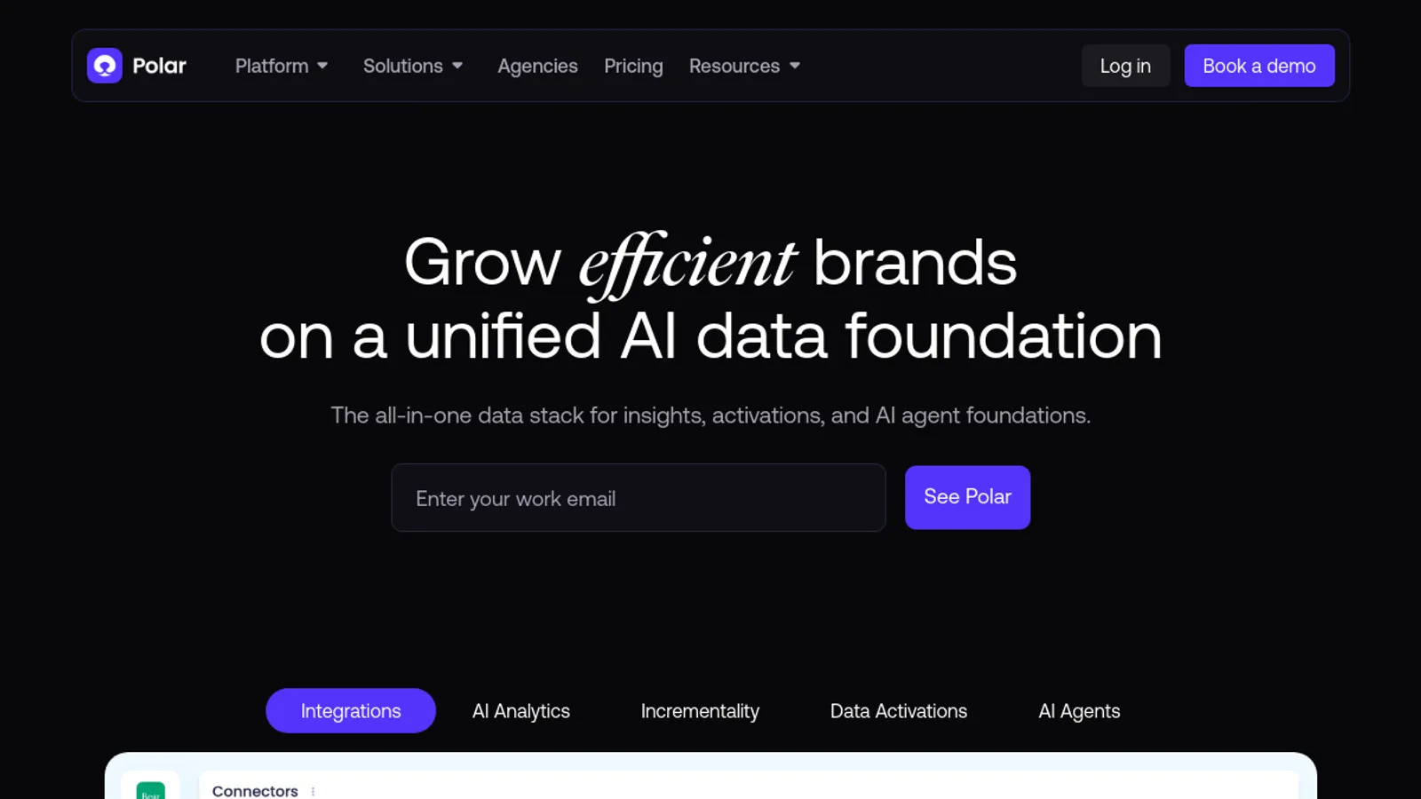 Screenshot of the Polar Analytics homepage