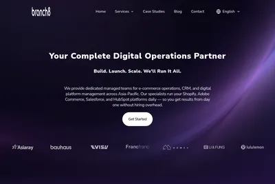 Screenshot of the Branch8 homepage