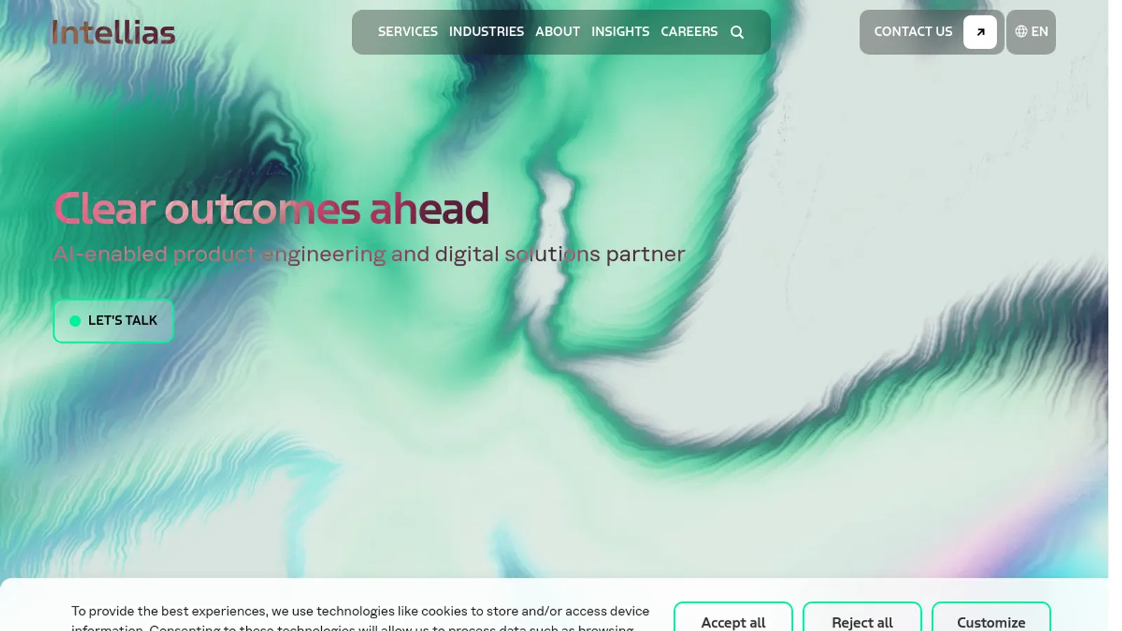Screenshot of the Intellias homepage