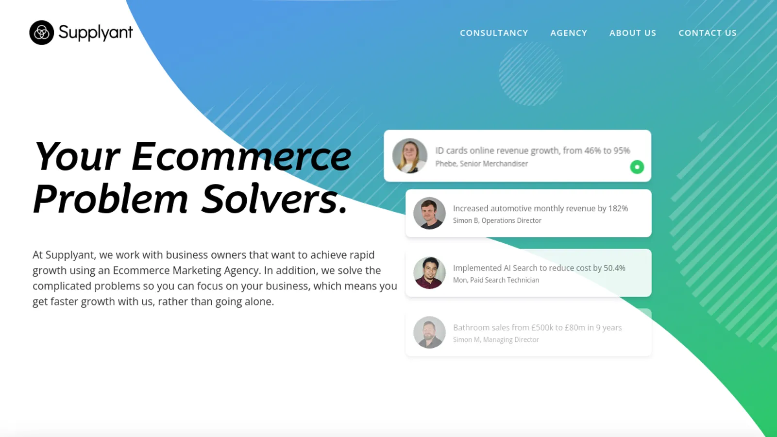 Screenshot of the Supplyant homepage