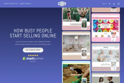Screenshot of the Cooee Commerce homepage