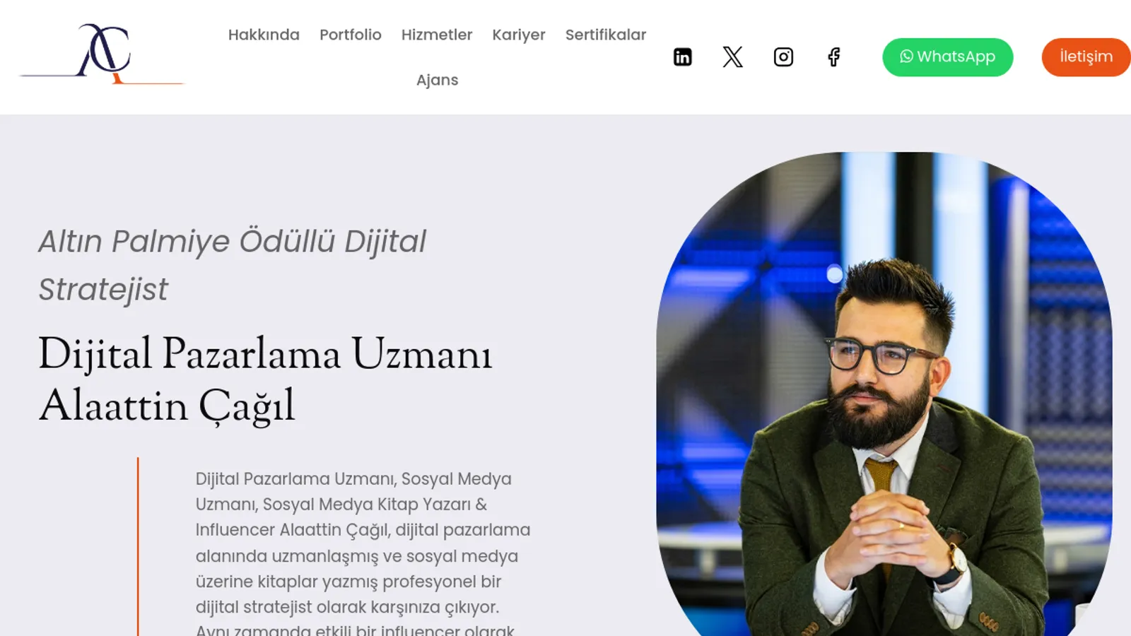 Screenshot of the Alaattin Cagil homepage