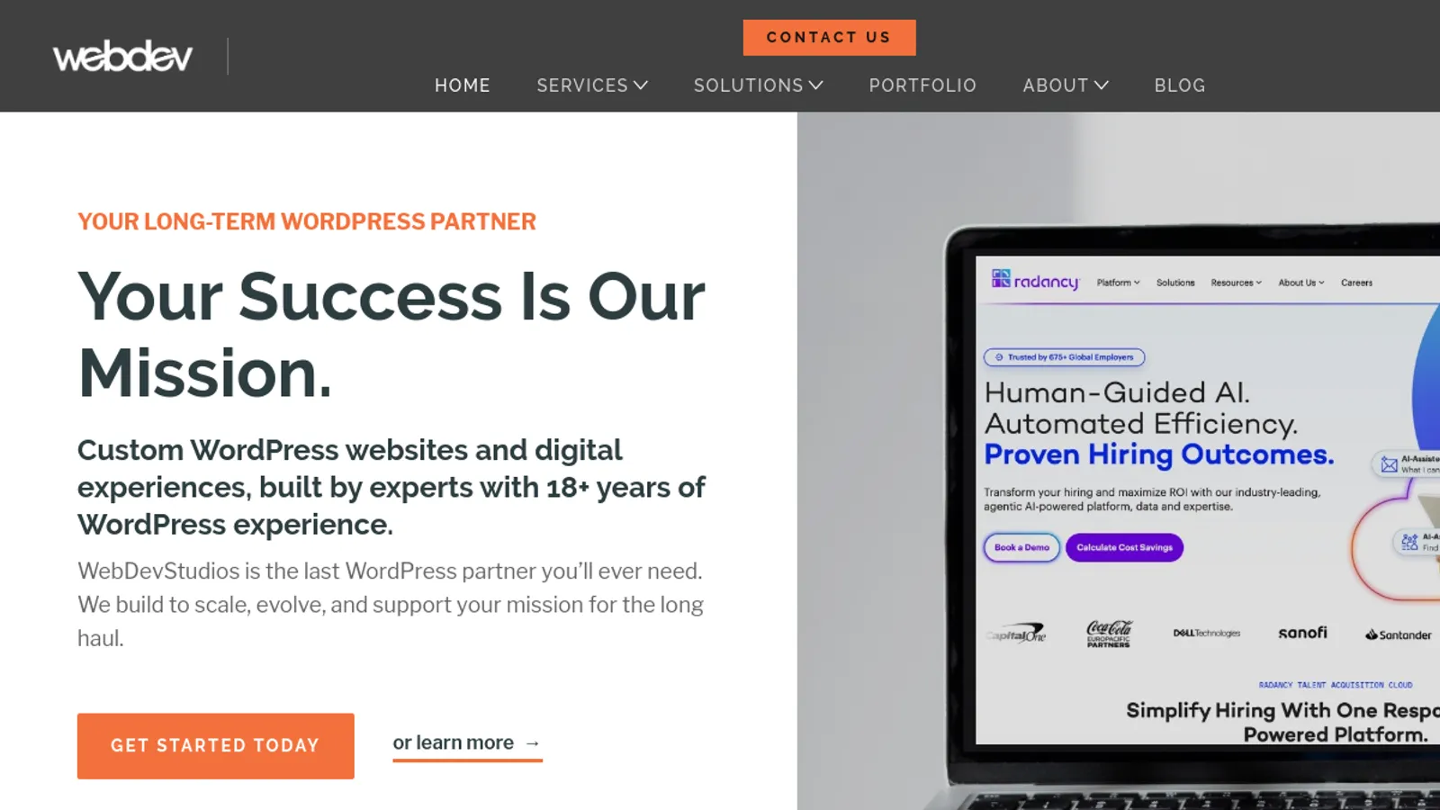 Screenshot of the WebDevStudios.com homepage