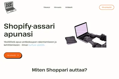 Screenshot of the Shoppari homepage