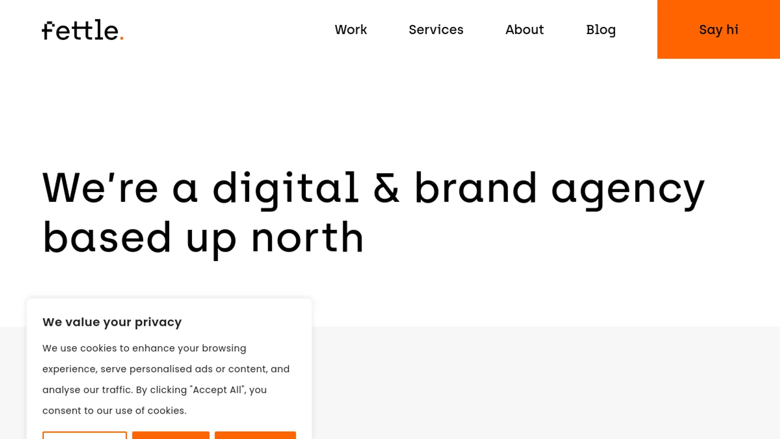 Screenshot of the Fettle Agency homepage