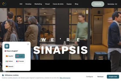 Screenshot of the We're Sinapsis homepage