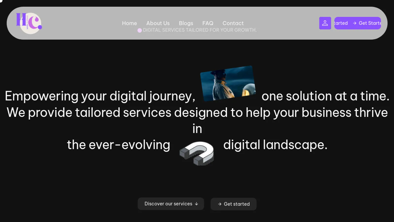 Screenshot of the Handy Customs homepage