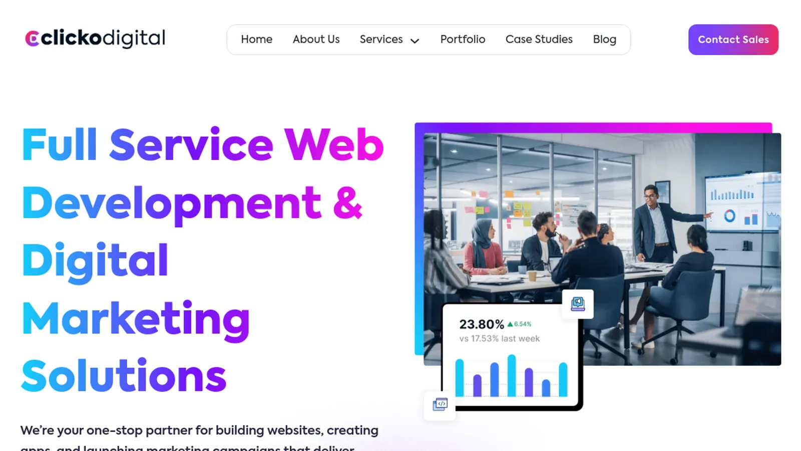 Screenshot of the Clicko Digital homepage