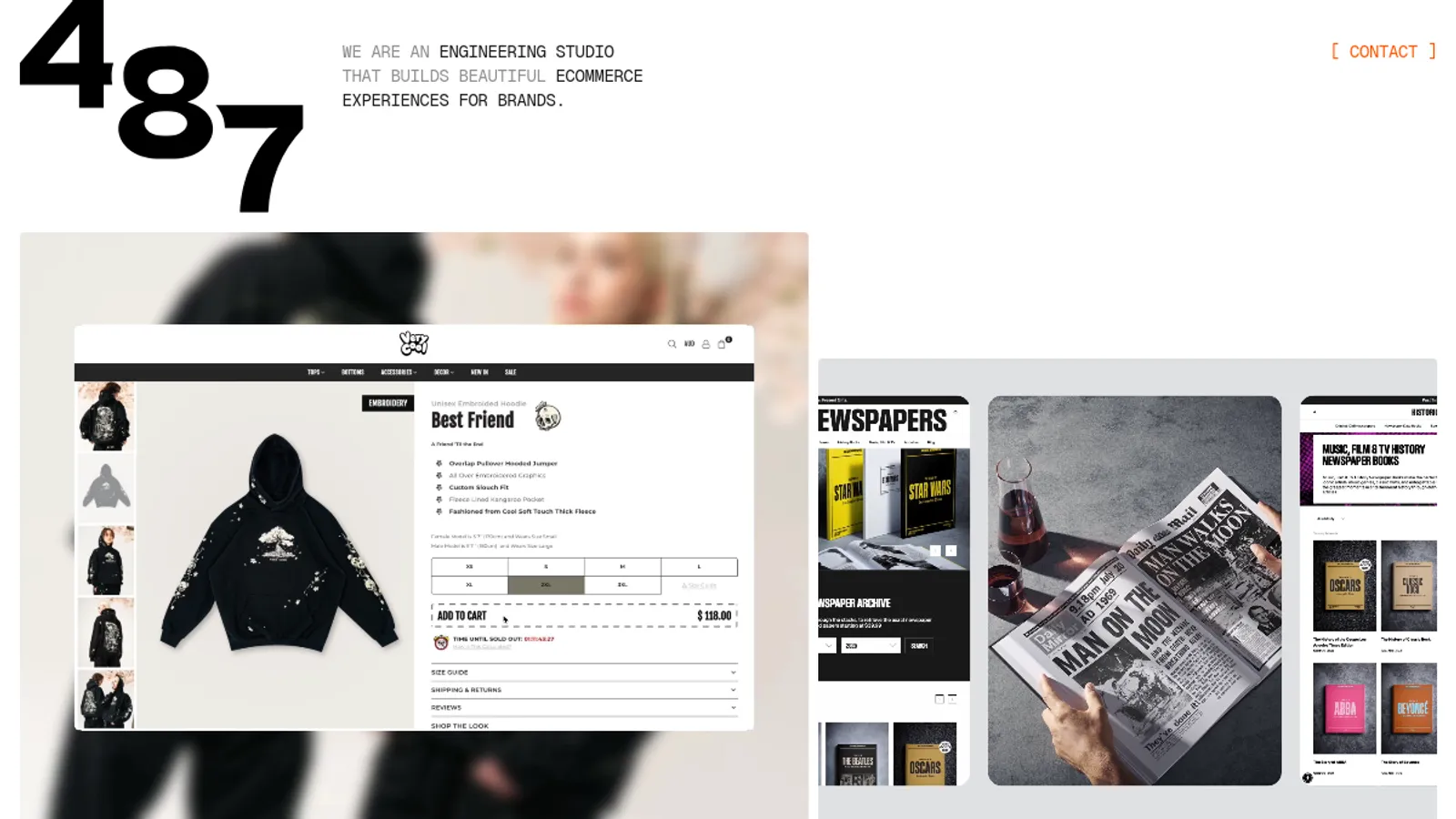Screenshot of the FourEightSeven homepage