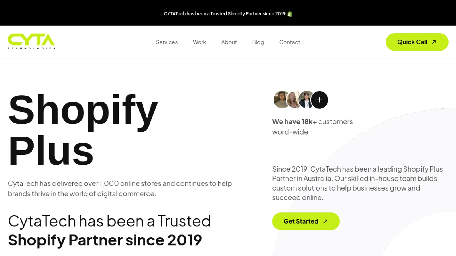Screenshot of the CytaTech homepage