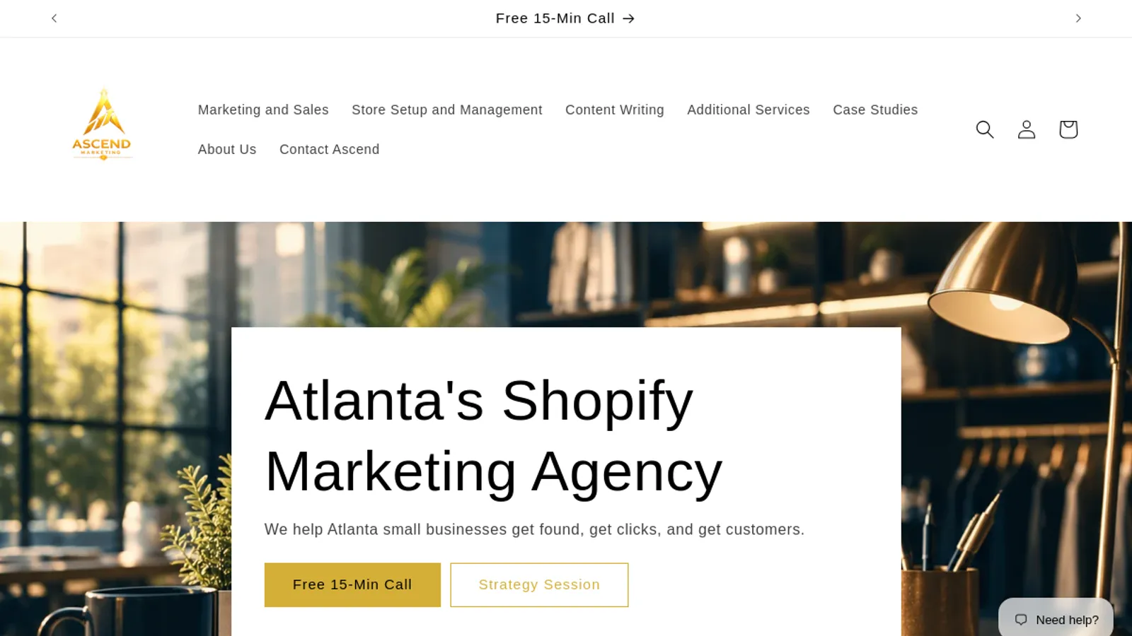 Screenshot of the Ascend Marketing ATL homepage