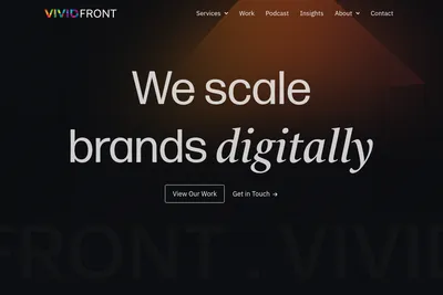 Screenshot of the VividFront homepage