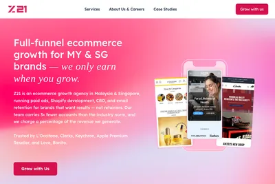 Screenshot of the Z21 Studio homepage