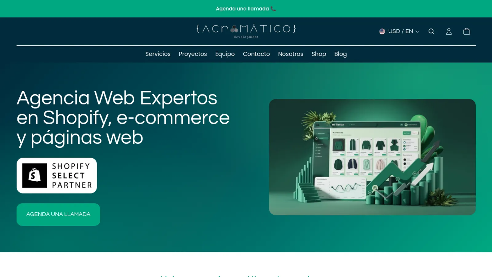 Screenshot of the Acromático Development homepage
