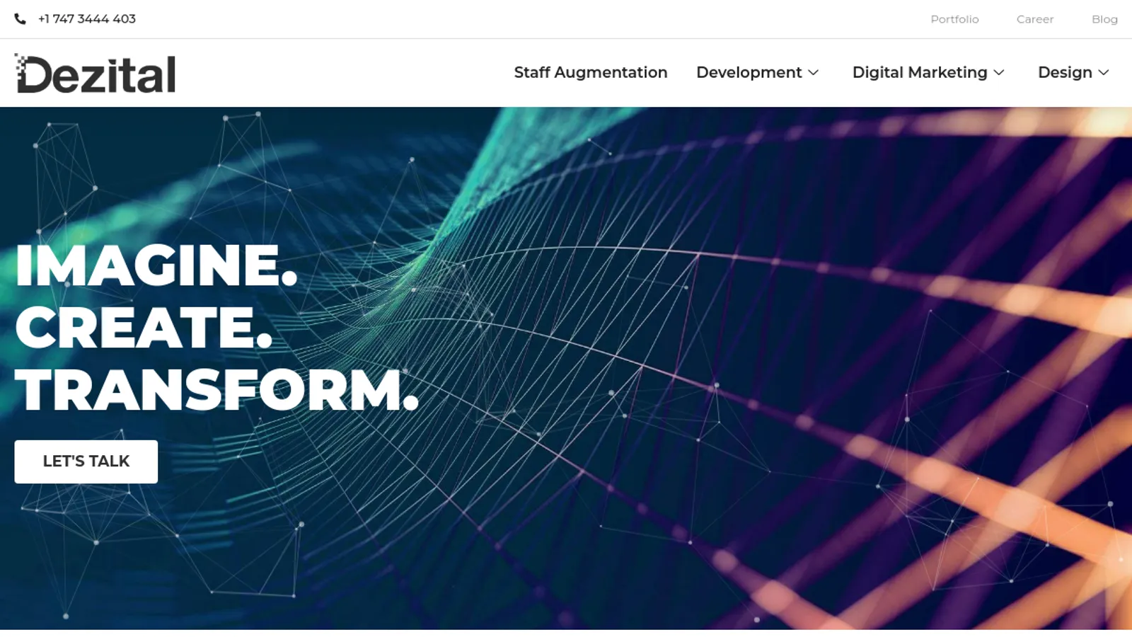 Screenshot of the Dezital homepage
