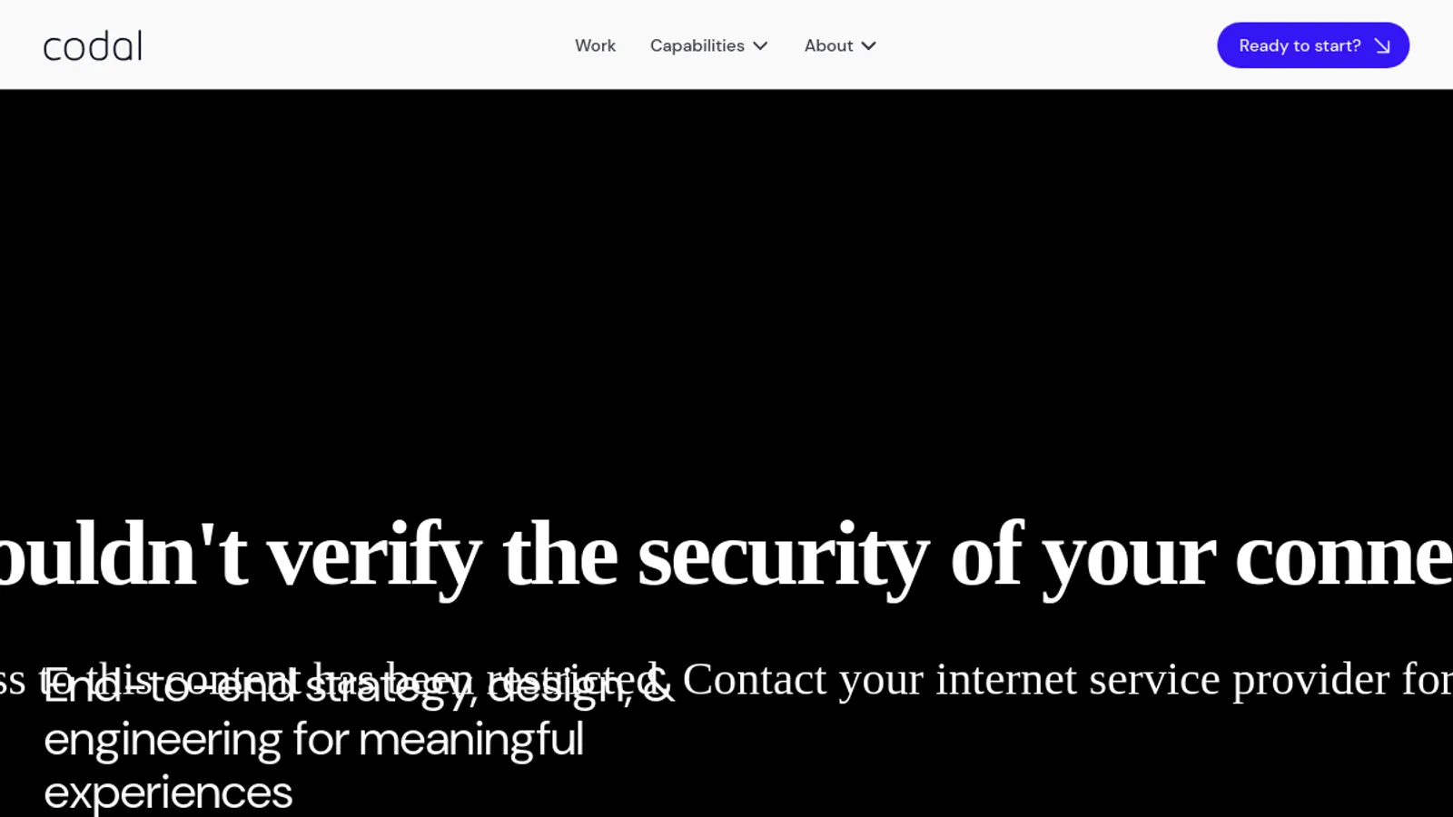 Screenshot of the Codal homepage