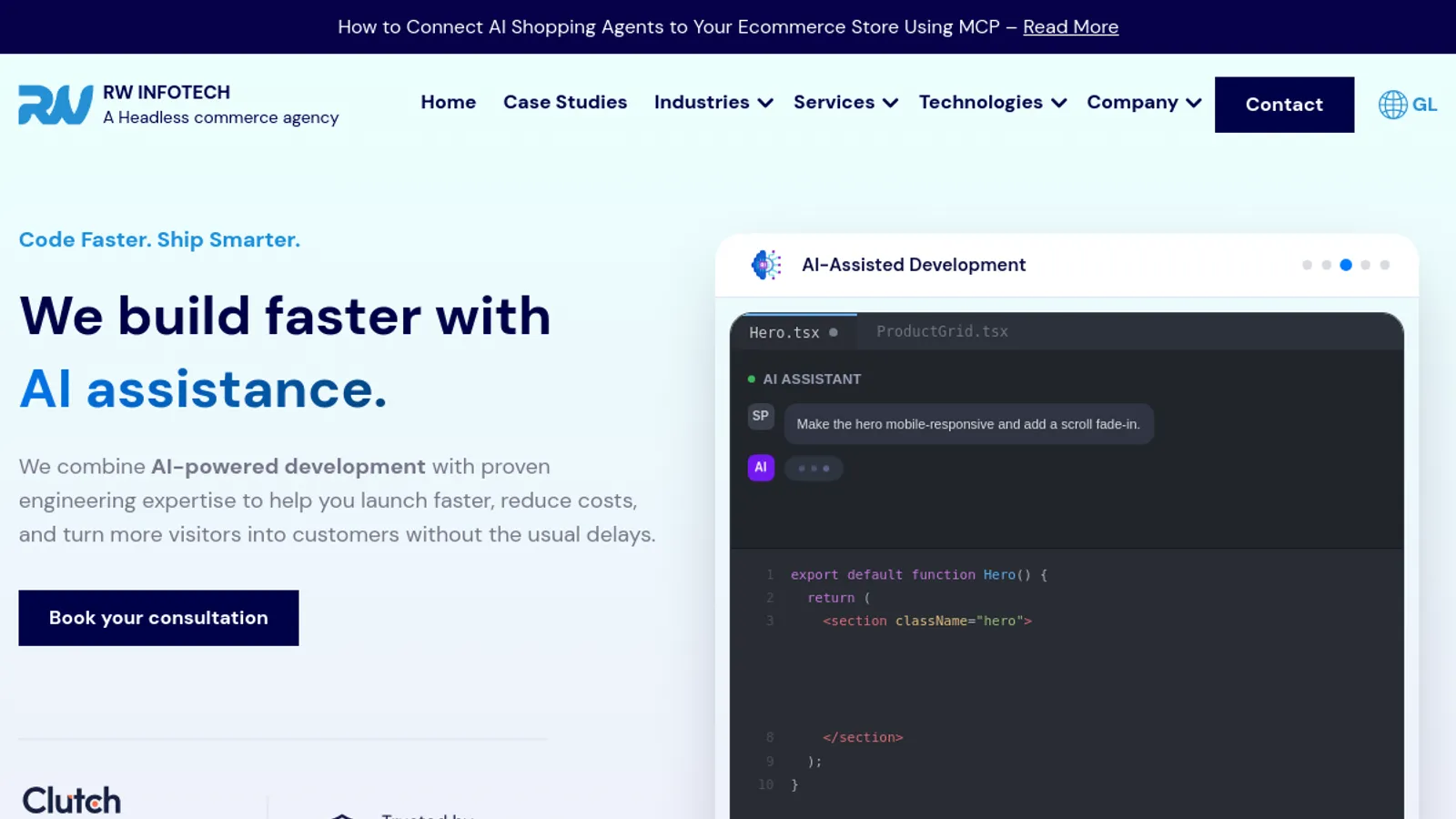 Screenshot of the RW Infotech homepage