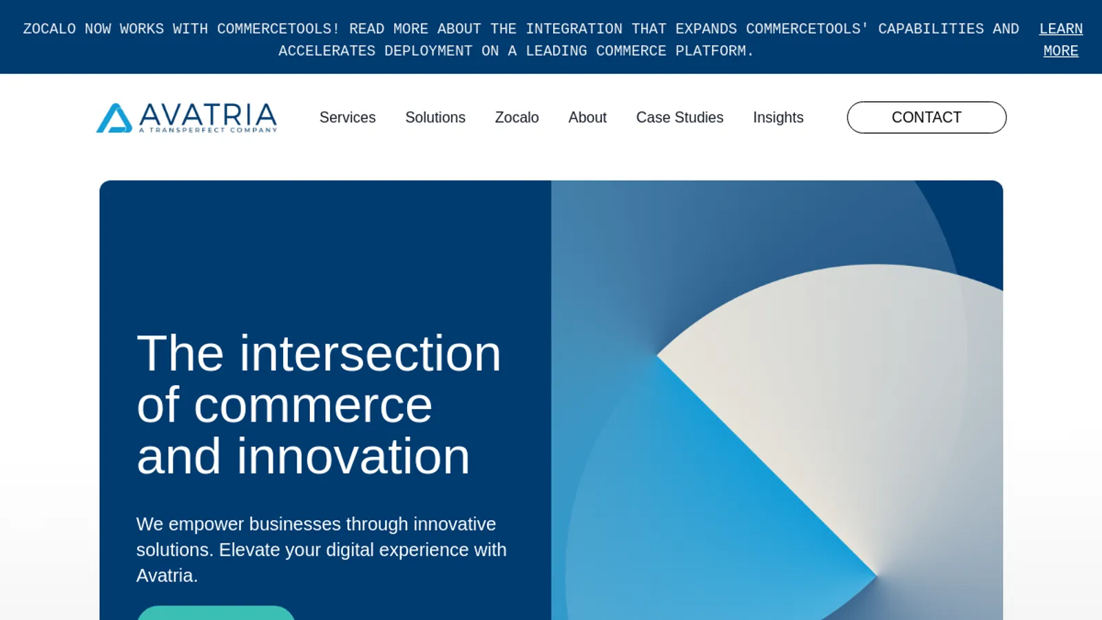 Screenshot of the Avatria, a TransPerfect Company homepage